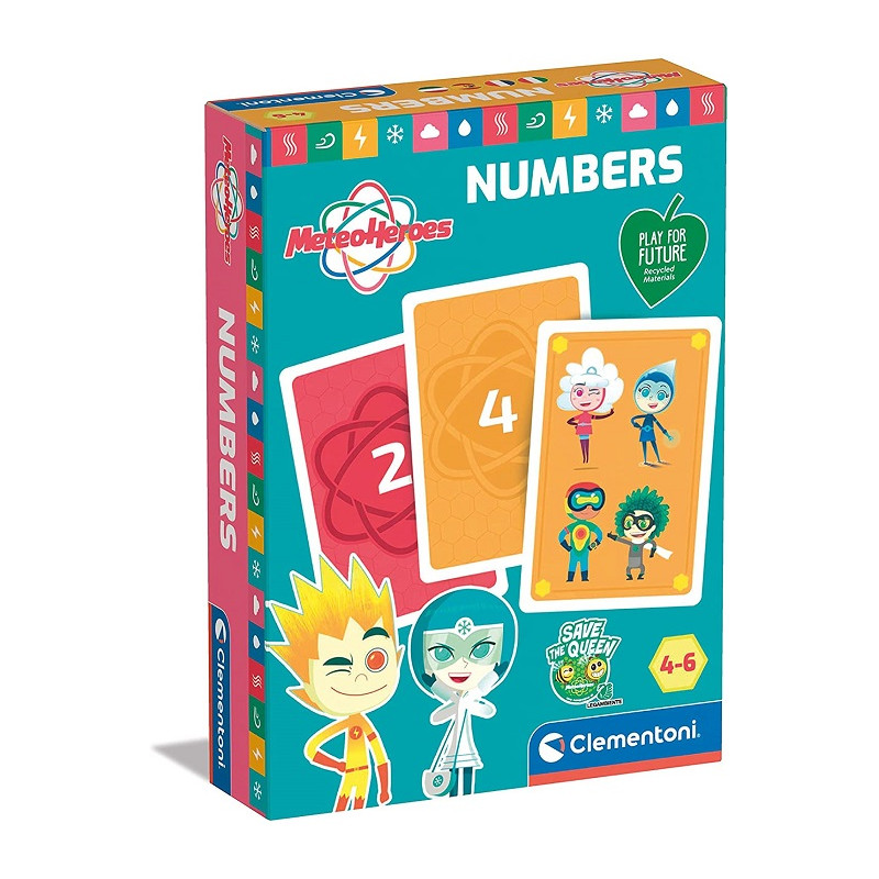 Clementoni- Meteo Heroes educativo 4 Anni-flashcard Numeri-Carte da Gioco