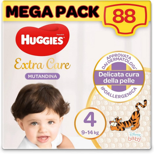 Huggies Extra Care Pannolini Mutandina Taglia 4 (9-14 kg) Confezione da 88 Pannolini