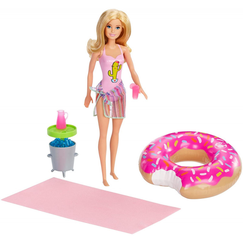 Barbie Playset Bambola Bionda Pronta per la Festa in Piscina con Accessori