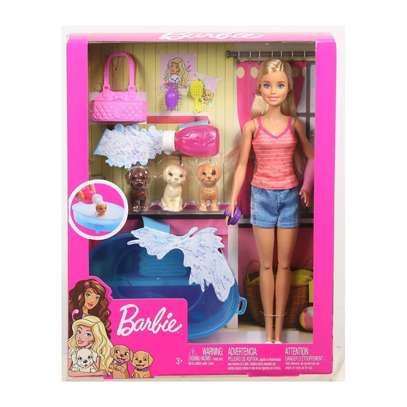 Mattel Barbie set con 3 Cuccioli Vasca e Accessori