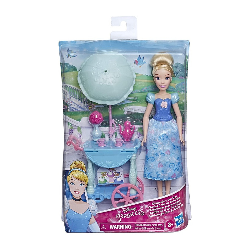 Disney Princess Set da Gioco con Bambola Cenerentola, Carrello, Tazze da tè, teiera,