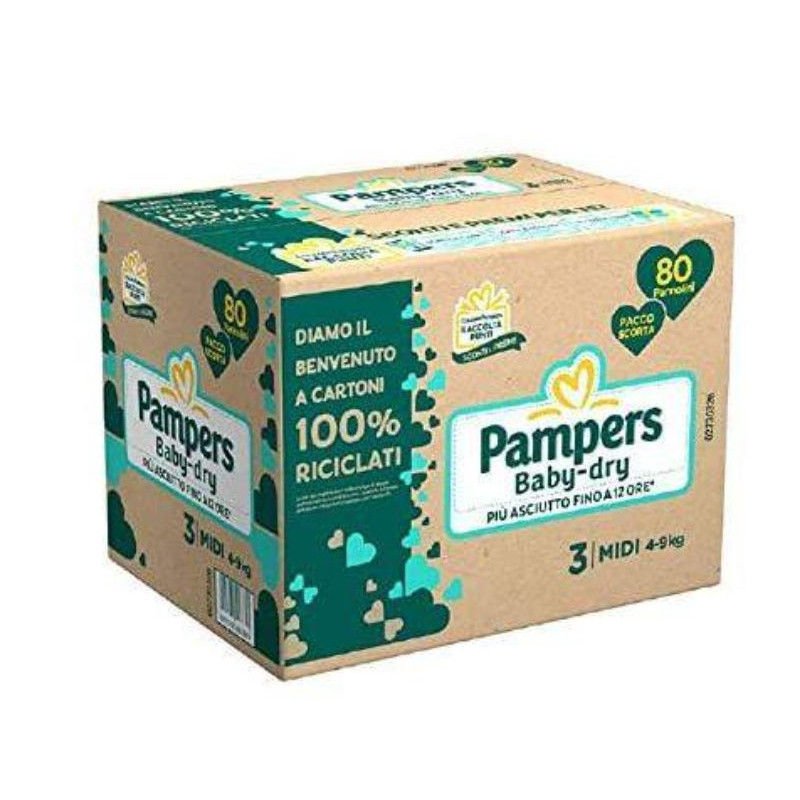 Pampers Baby Dry Quadripack Pannolini Taglia 3 Misura Offerta 80 Pannolini