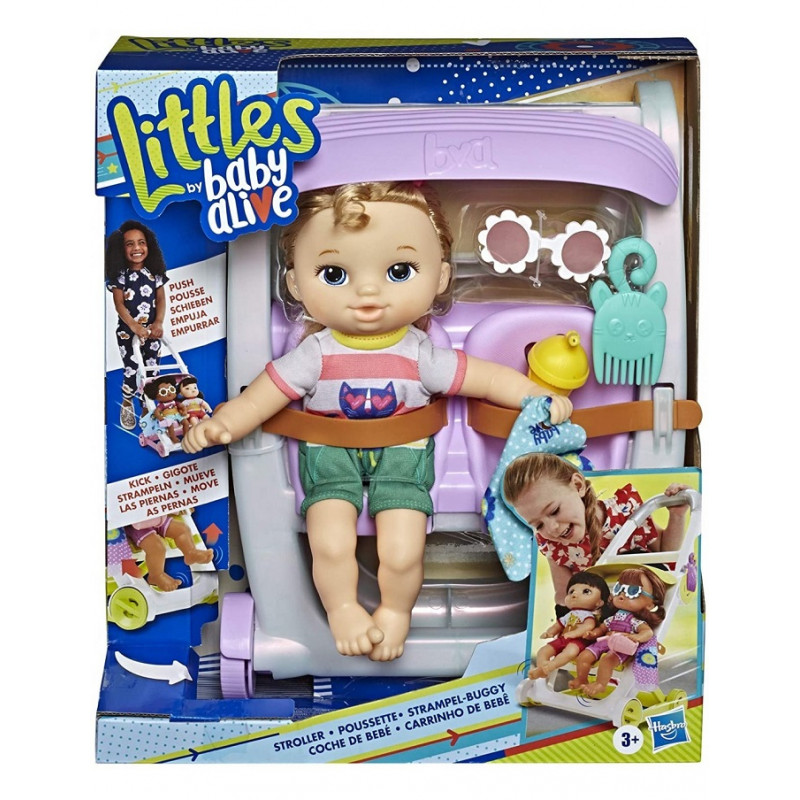Hasbro Baby Alive Littles Bambola Bionda con Passeggino Trolley
