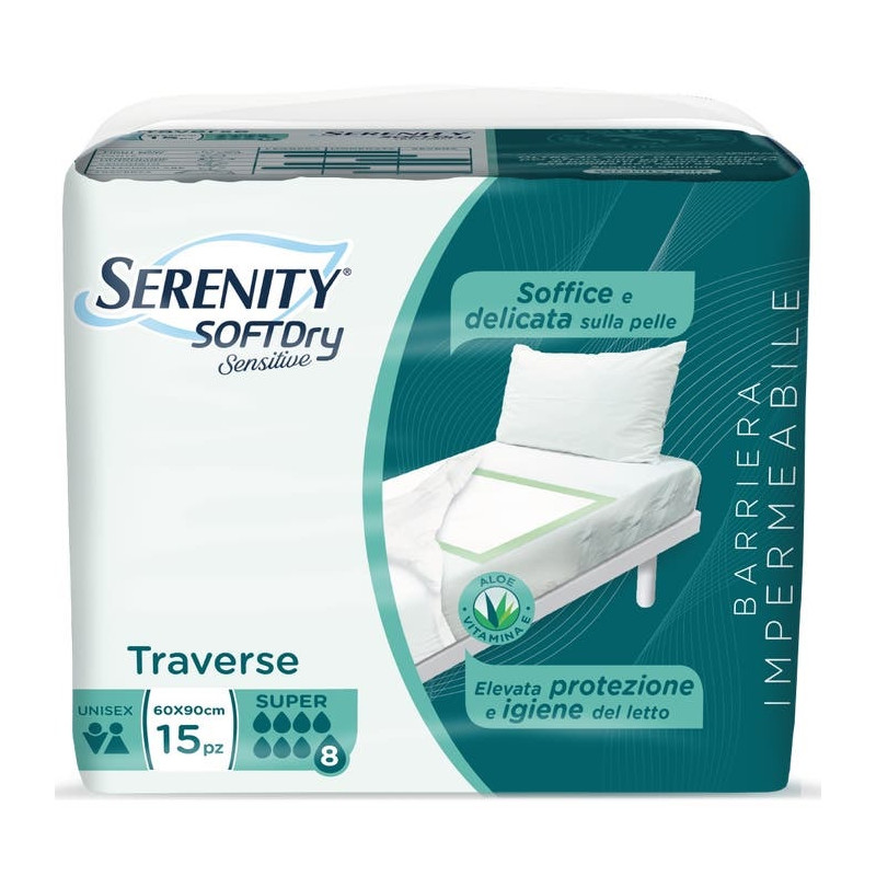 Serenity Soft Dry Sensitive Traversa Assorbente Super 60x90 Confezione da 15 Pezzi