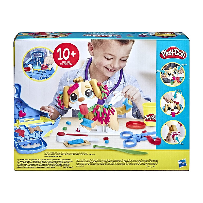 Play-Doh Set da Veterinario Playset con Cane, trasportino, 10 Strumenti, 5 Colori