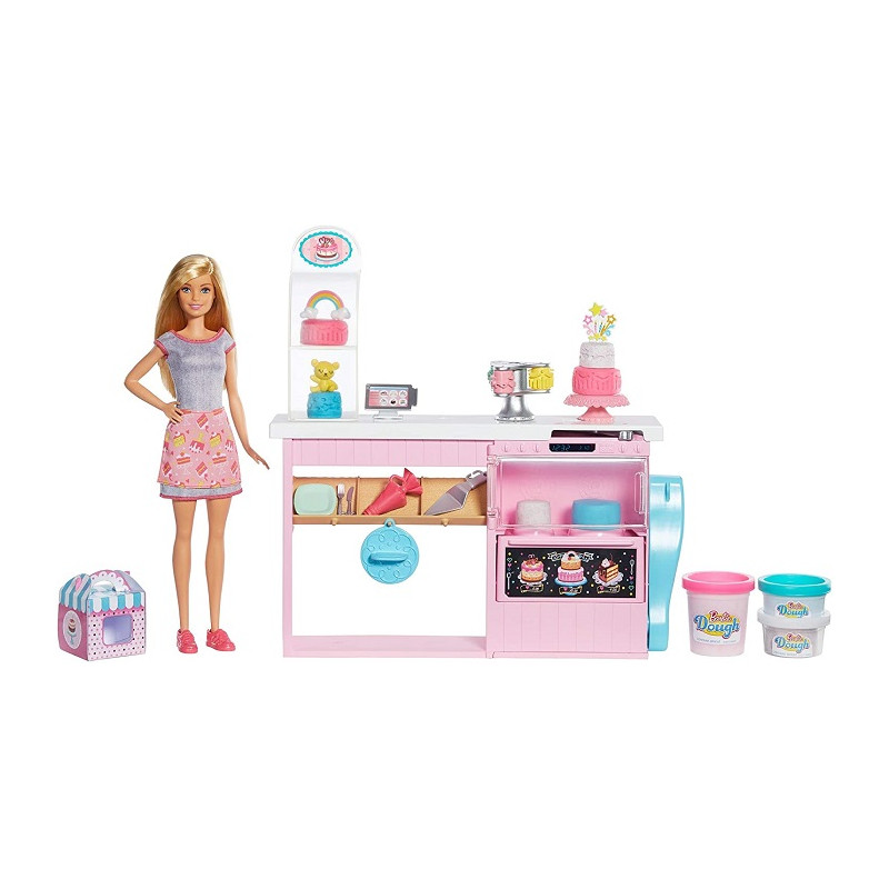 Mattel Barbie La Pasticceria Playset con Isola per Cucinare, Forno e Accessori