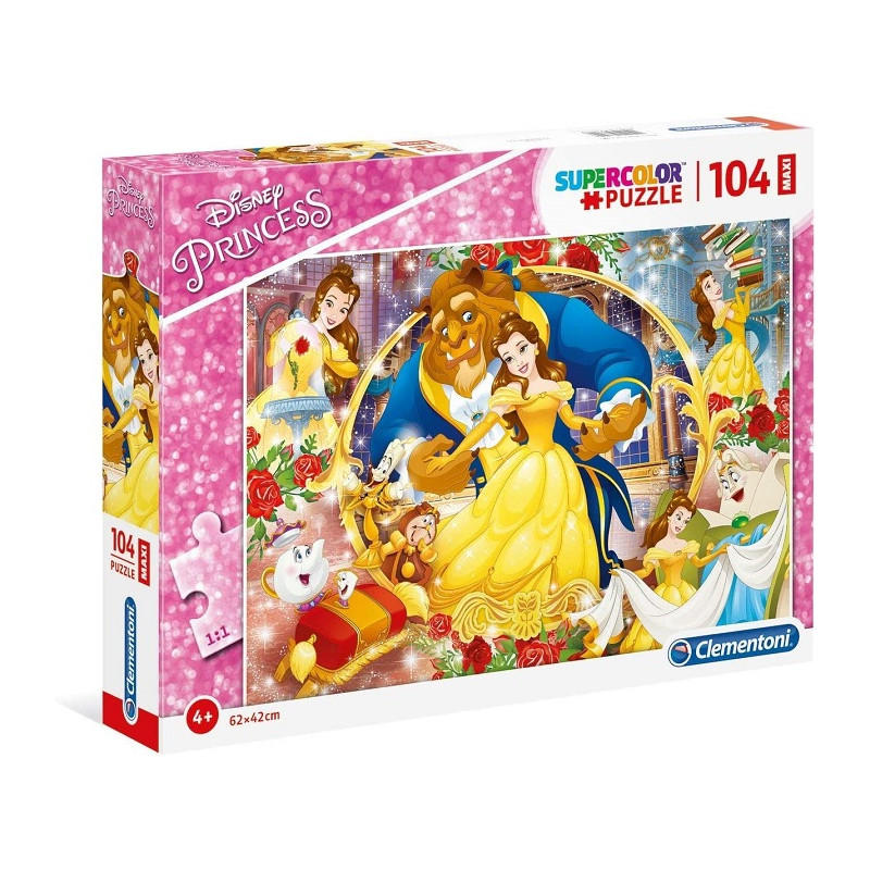 Clementoni  23745 Supercolor Puzzle Disney La Bella e la Bestia 104 Maxi Pezzi
