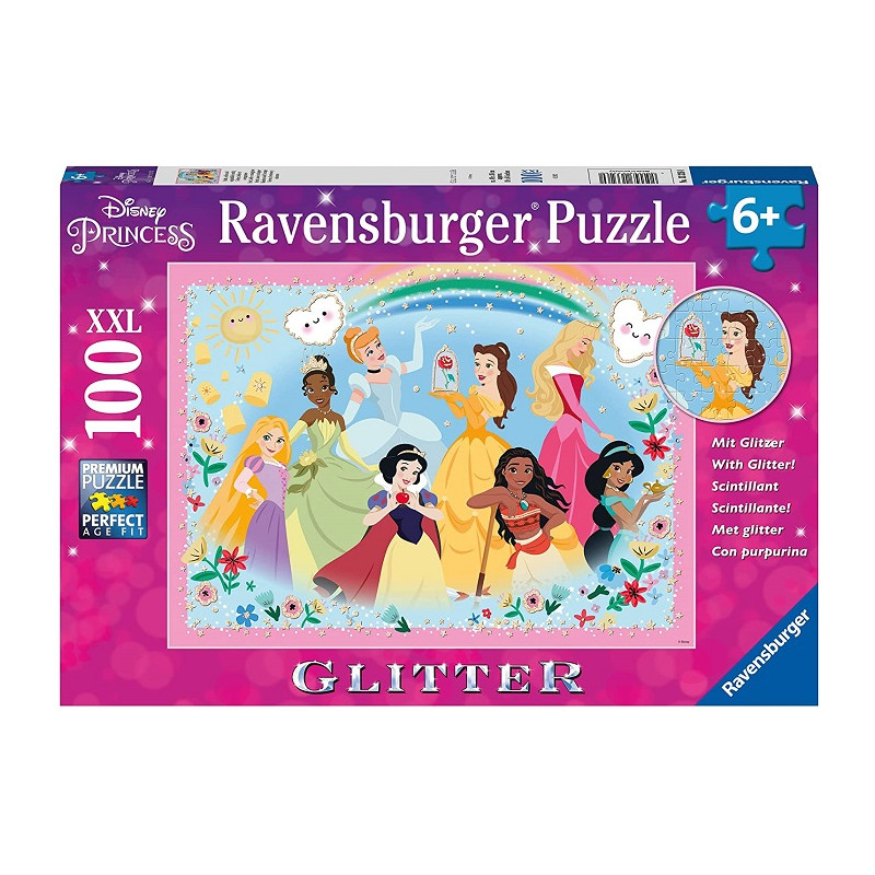 Ravensburger Puzzle Principesse Disney Glitter 100 pezzi XXL