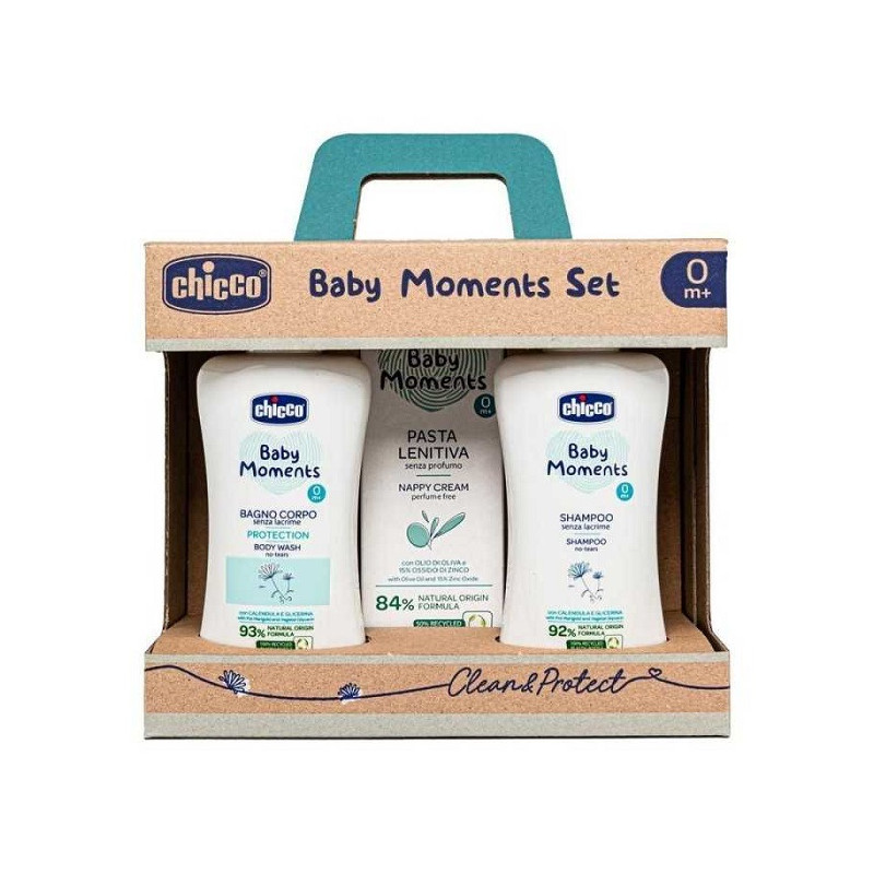 Chicco Baby Moments Set Regalo con Bagno Corpo Shampoo e Pasta Lenitiva
