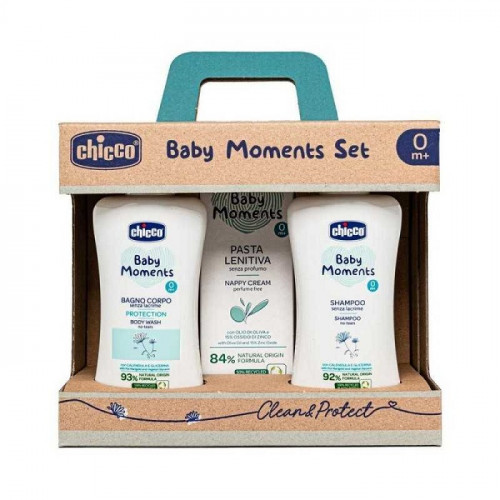 Chicco Baby Moments Set Regalo con Bagno Corpo Shampoo e Pasta Lenitiva