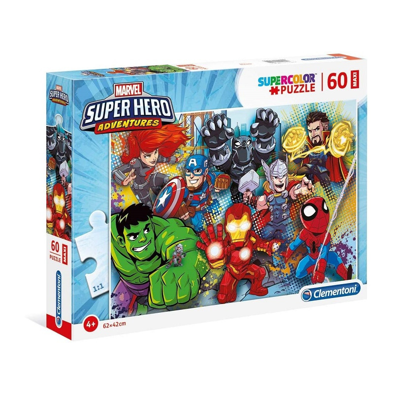 Clementoni 26454 Supercolor Puzzle Marvel Super Hero Avengers 60 Maxi Pezzi
