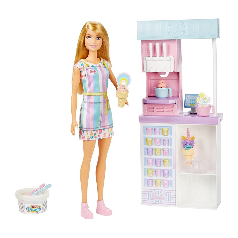 Mattel Barbie Playset Gelateria con Macchina per Gelato - 2 Tipi di Pasta Modellabile