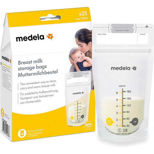 Medela Set di Sacche Conservazione Latte Materno da 180 ml Confezione da 25 Sacchetti