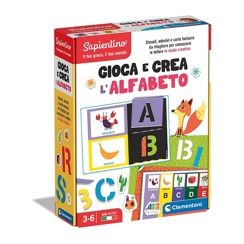 Clementoni 16726 Sapientino-Gioca e Crea: L'alfabeto-Stencil e Lettere Puzzle