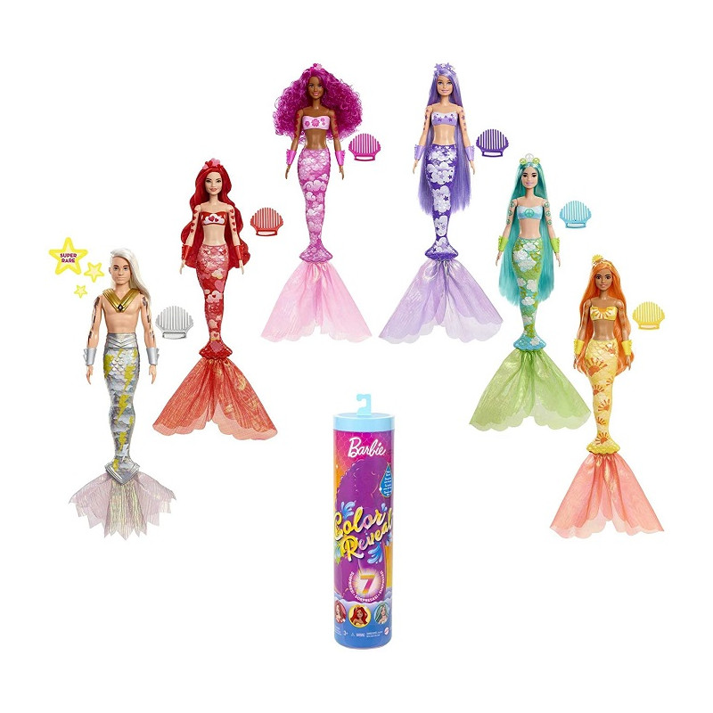 Mattel Barbie Sirena Color Reveal - Bambola Sirena Arcobaleno