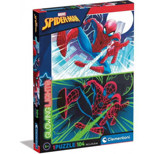 Clementoni Puzzle Spider-Man Glowing Lights Collection Fluorescente 104 Pezzi