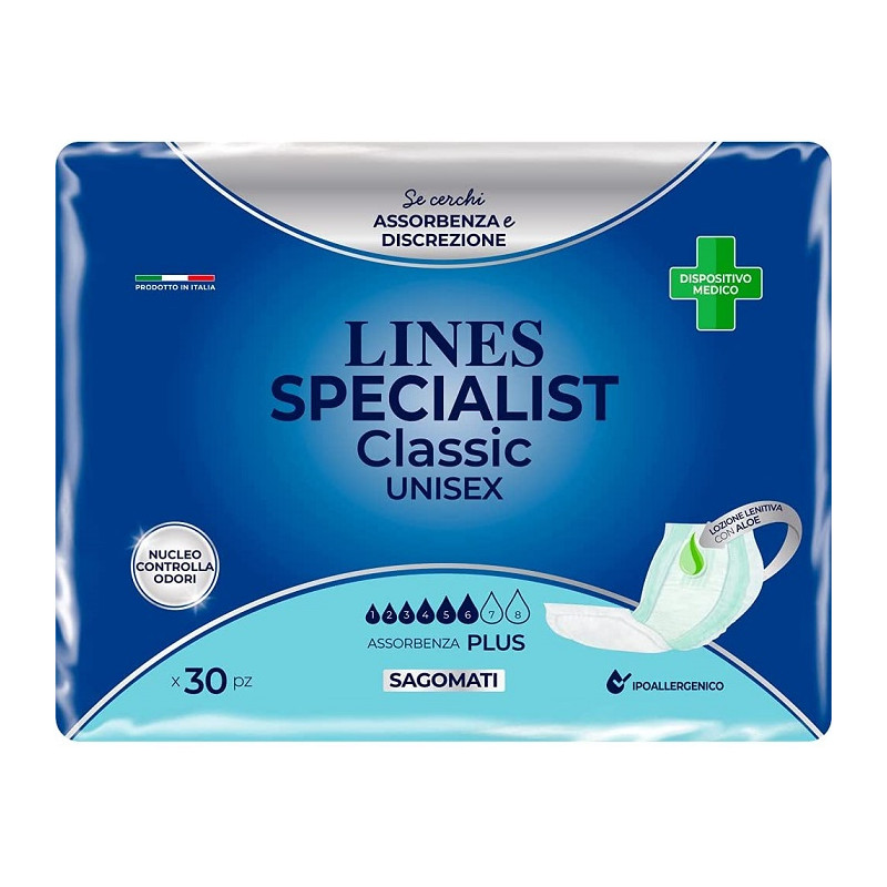 Lines Specialist Classic Unisex Sagomato Assorbenti Plus Confezione da 30pz