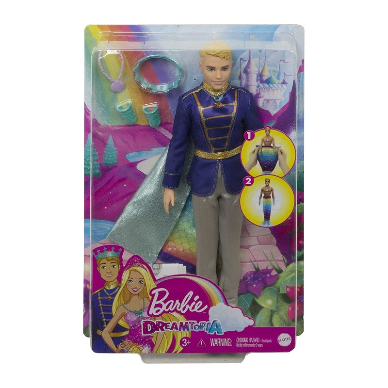 Mattel Barbie Dreamtopia Ken Biondo 2in1 da Principe a Tritone