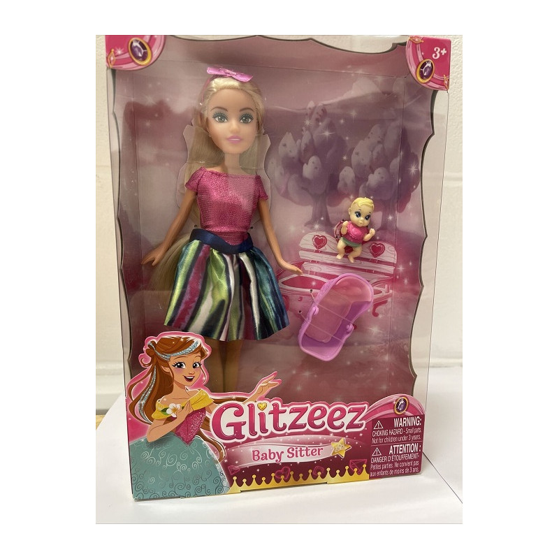 Glitzeez Baby Sitter Bambola con Bambino e Ovetto