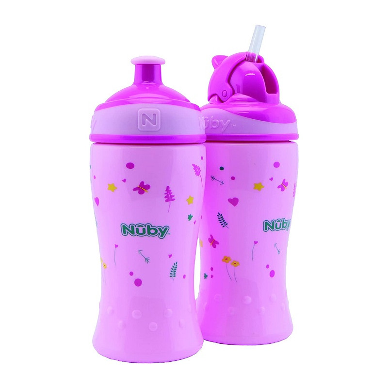 Nuby Borraccia Flip-It Cup con beccuccio Pop-Up 18m+ Colore Rosa 360 ml
