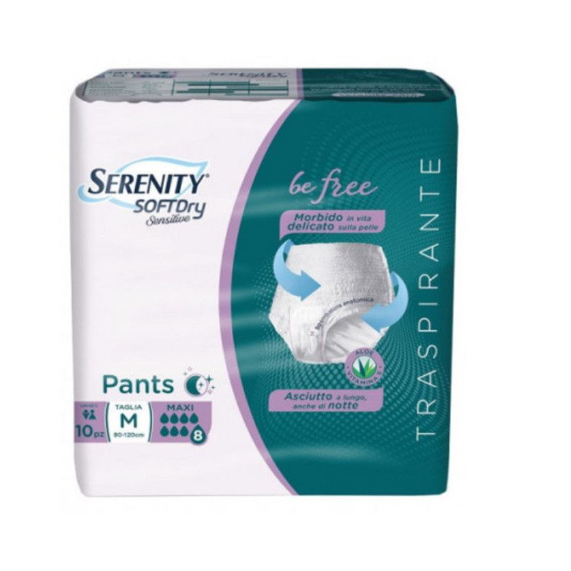 Serenity Soft Dry Sensitive Pull Pants Night Maxi Taglia M 2 Confezioni da 10pz (2x10)