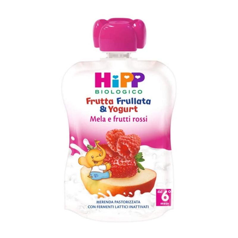 Hipp Frutta Frullata Yogurt Mela e Frutti Rossi Offerta 3 Confezioni da 90gr