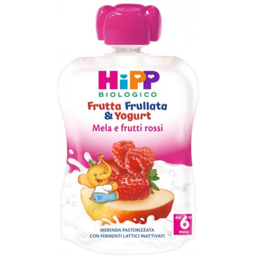 Hipp Frutta Frullata Yogurt Mela e Frutti Rossi Offerta 3 Confezioni da 90gr
