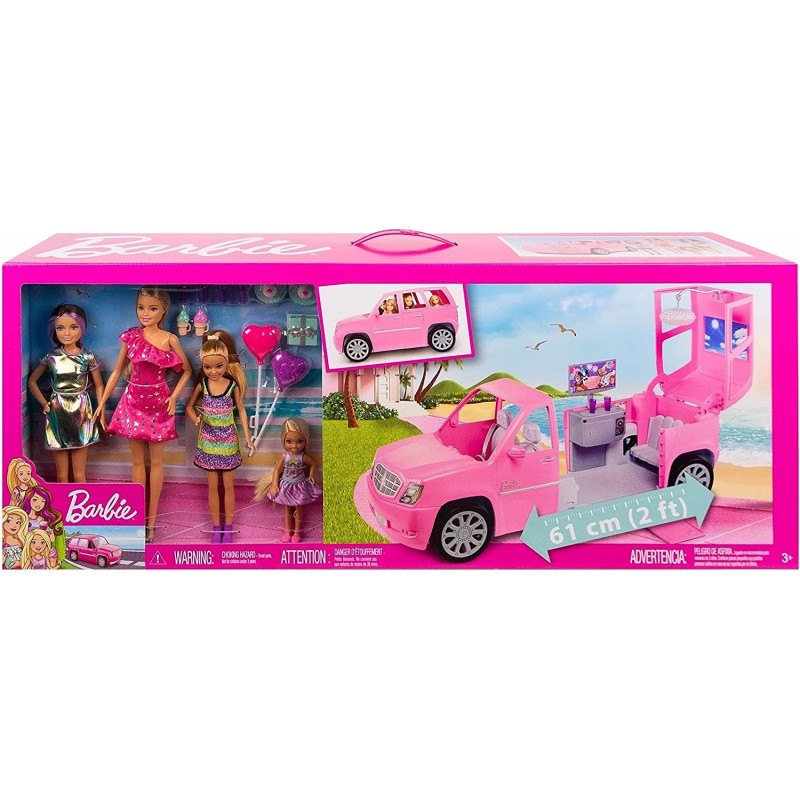 Barbie Suv Limousine con 4 Bambole ed Accessori