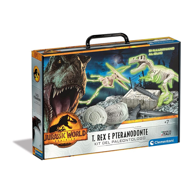 Clementoni Jurassic World 3 Dominion-T-Rex E Pteranodonte-Dinosauri, Kit Fossili