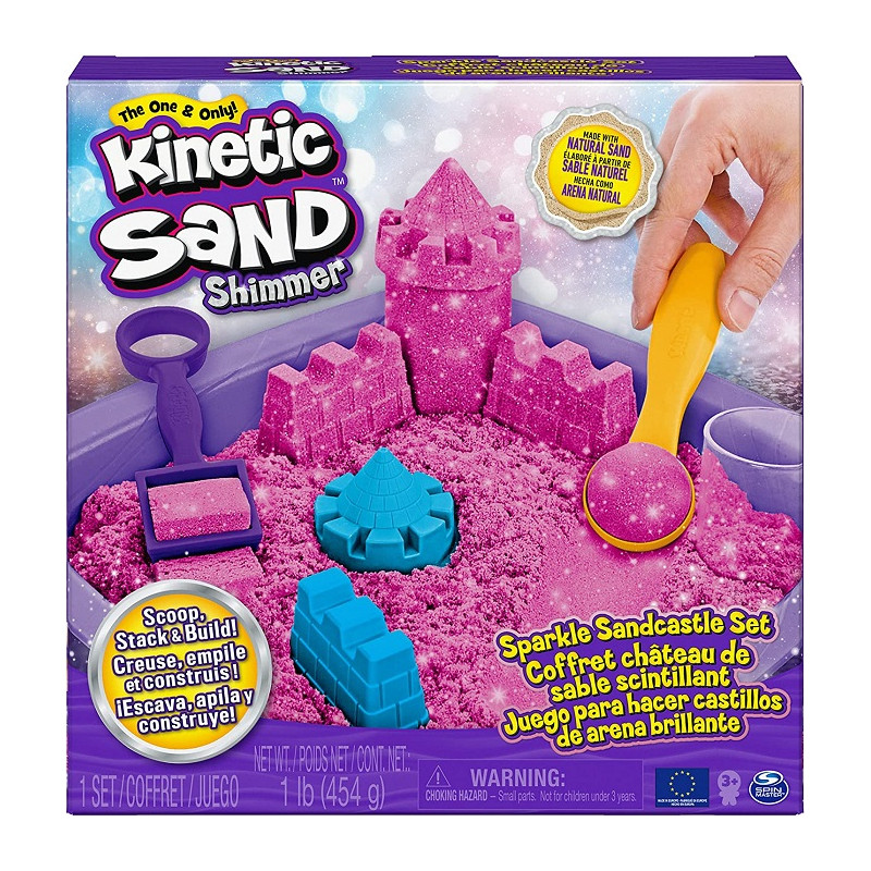 Spin Master Kinetic Sand Castello di Sabbia Shimmer Sabbia cinetica Rosa 454gr