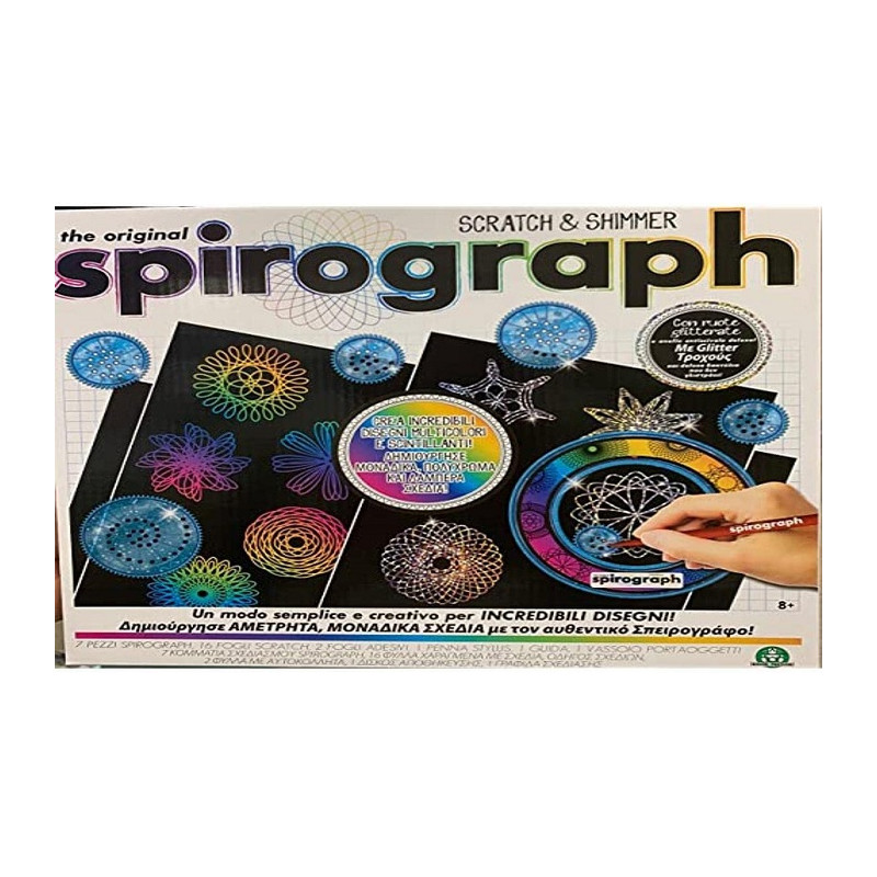 Grandi Giochi Spirograph Scratch And Shimmer Set Crea Disegna Scintillanti