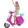 Mattel Barbie Bambola Bionda con Scooter Rosa