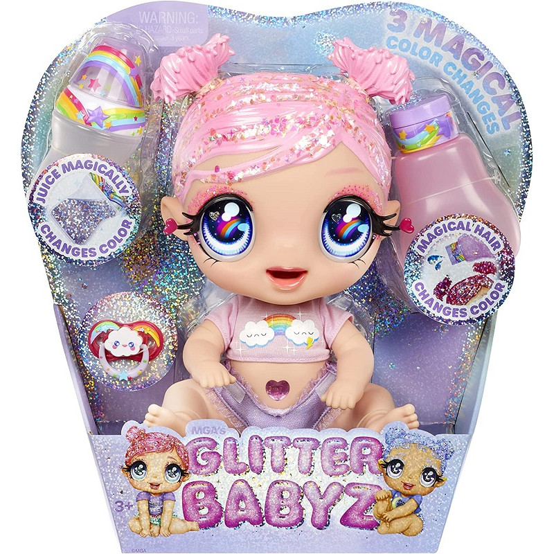 MGA Glitter Babyz  DREAMIA STARDUST - Bambola con Capelli Rosa