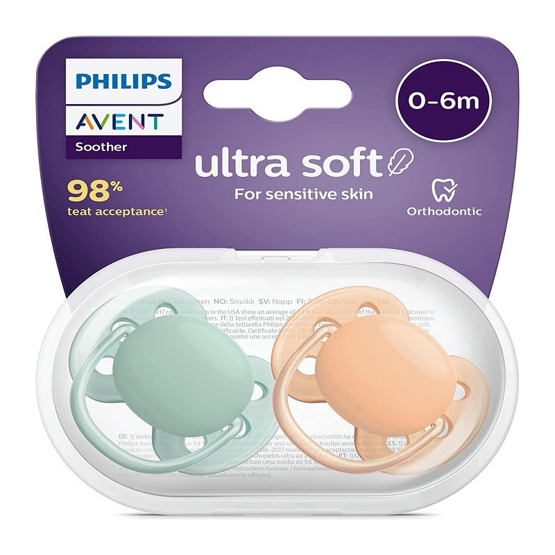 Philips Avent SCF091/03 Ciuccio Succhietto Ultra Soft senza BPA per Bambini da 0 a 6 mesi Colore Neu