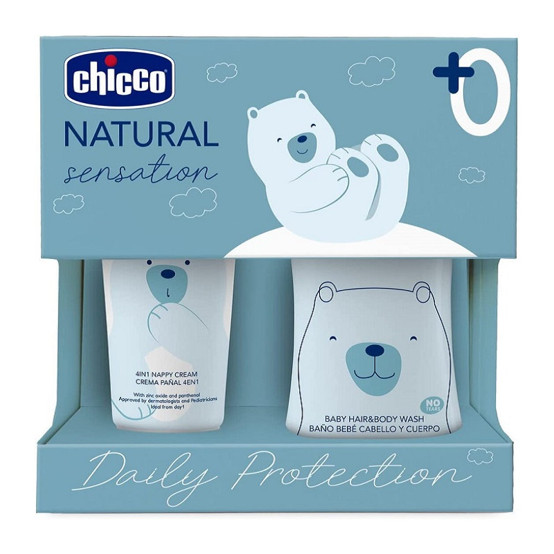 Chicco Set Cosmetico Natural Sensation Bagno Shampoo Senza Lacrime 200 ml Pasta Lenitiva 100 ml Idea