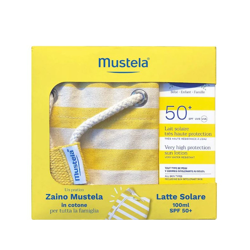 Mustela Latte Solare Spf50+ 100ml + Zaino In Cotone