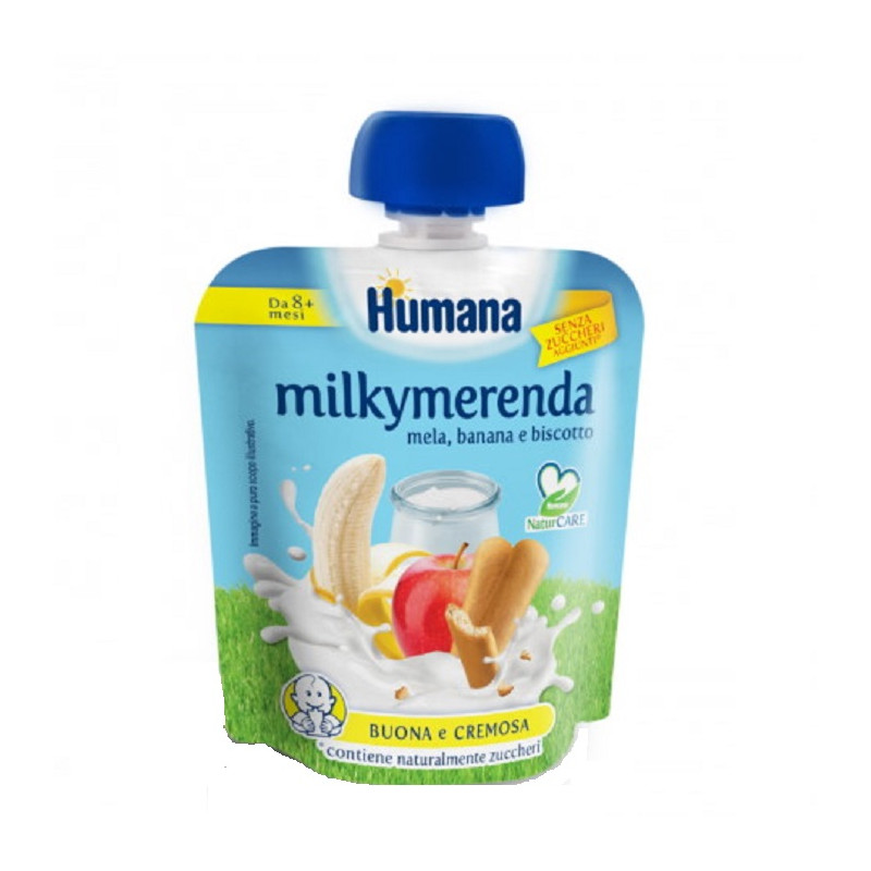 Humana Milky Merenda Mela Banana Biscotto Offerta 4 Confezioni da 100gr