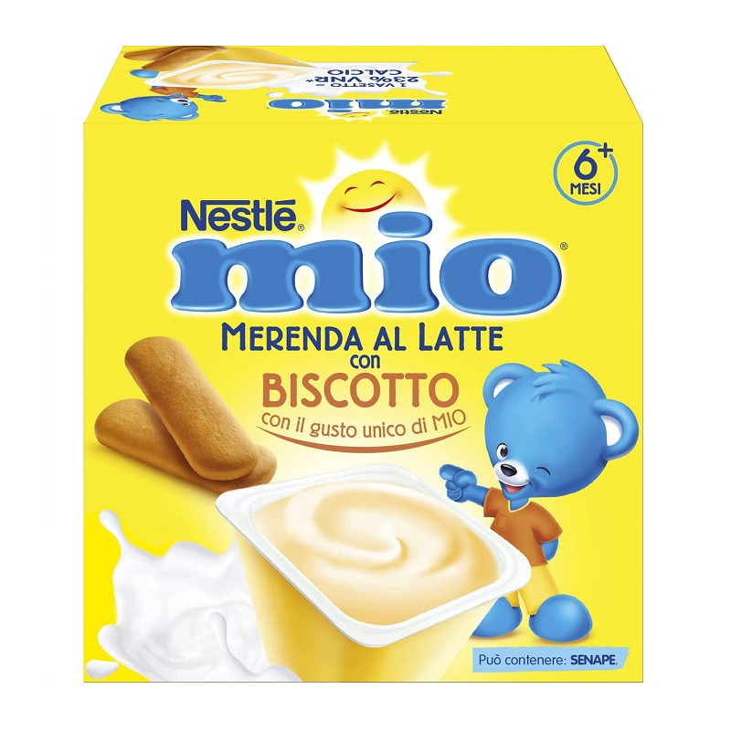 Nestlé Mio Merenda al Latte Biscotto da 6 Mesi Offerta 3 Confezioni da 4 Vasetti 100gr