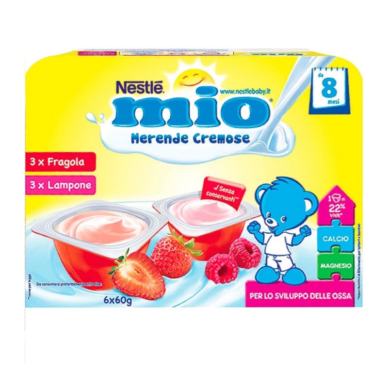 Nestlé Mio Merenda Cremosa Fragola e Lampone senza Glutine 3 Confezioni 6 x 60g