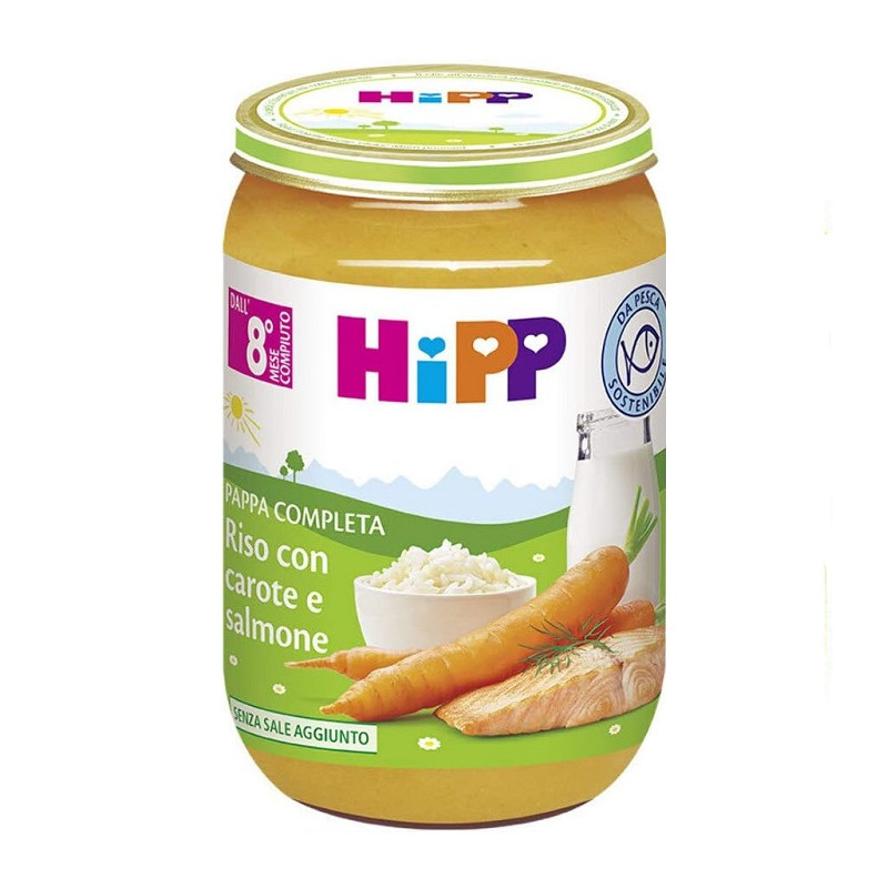 Hipp Pappa Pronta Completa Bio Riso con Carote e Salmone per Bambini Offerta 3 Confezioni da 220 gr