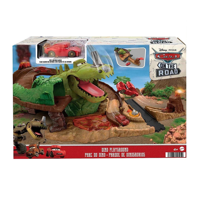Mattel Disney Cars on the Road Pista Dino Playground Parco dei Dinosauri