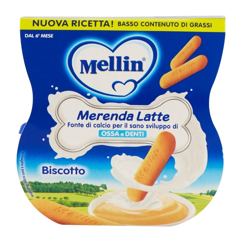 Mellin Merenda Latte e Biscotto Offerta 4 Confezioni da 200 gr