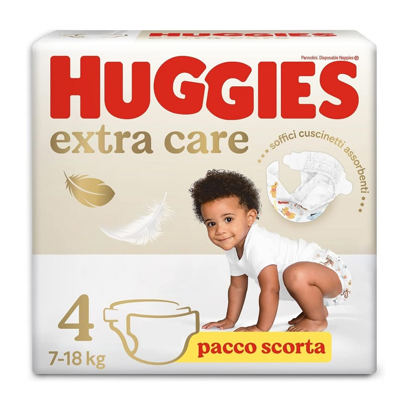 Huggies Pannolini Extra Care Taglia 4 (7-18Kg) Confezione da 33 Pannolini