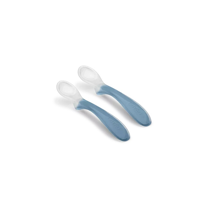 Nuvita Set Cucchiaini Silicone 6m+ Confezione da 2 Pezzi Colore Blu