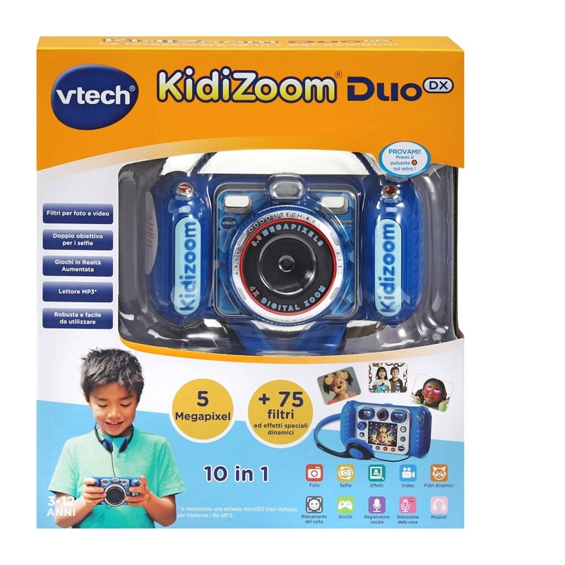 VTech Kidizoom Duo DX Blu, Macchina Fotografica con +75 Filtri