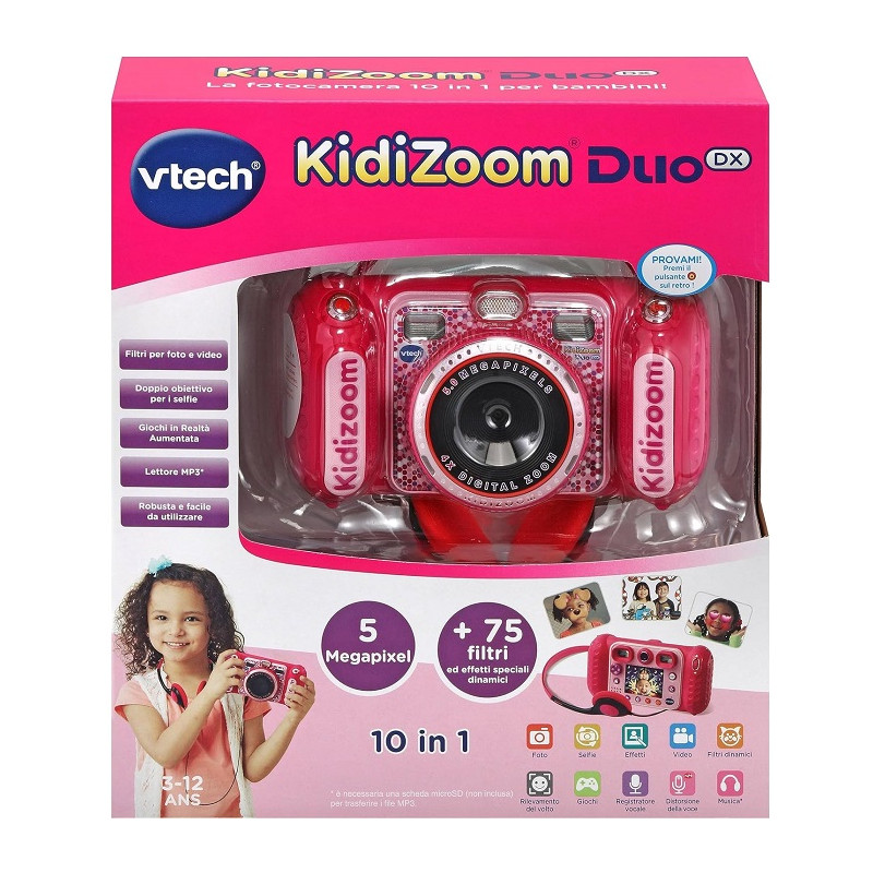 VTech Kidizoom Duo DX Rosa, Macchina Fotografica con +75 Filtri