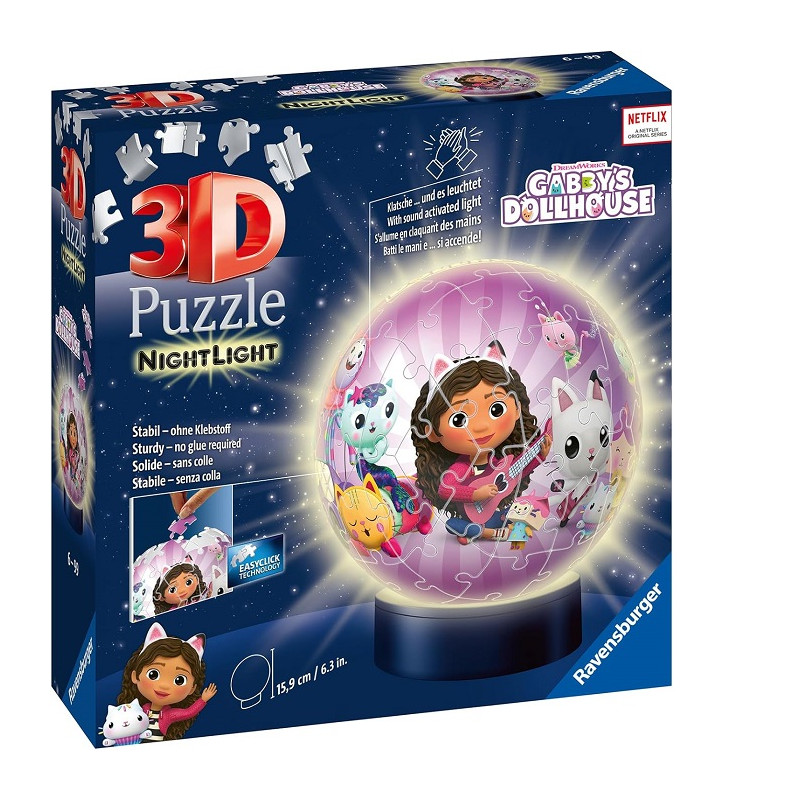 Ravensburger 3D Puzzle Night Lamp Gabby's Dollhouse Lampada 72 Pezzi