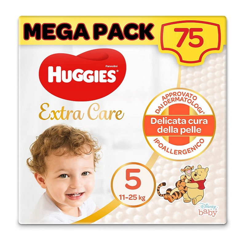 Huggies Extra Care Pannolini, Taglia 5 (12-17 Kg) Confezione da 75 Pannolini