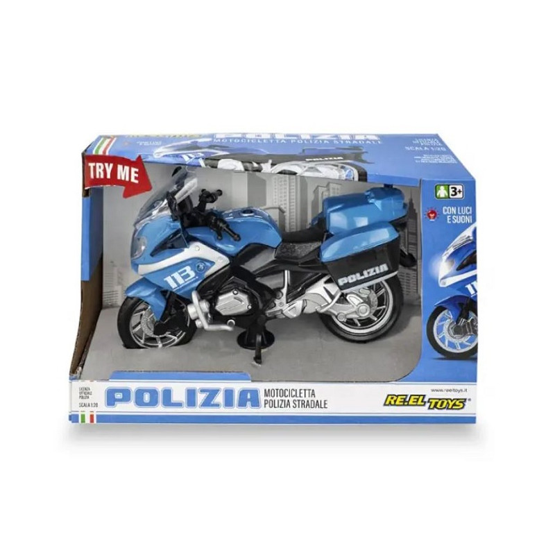 RE.El Toys Motocicletta Polizia Stradale A Frizione Luci E Suoni Scala 1:20