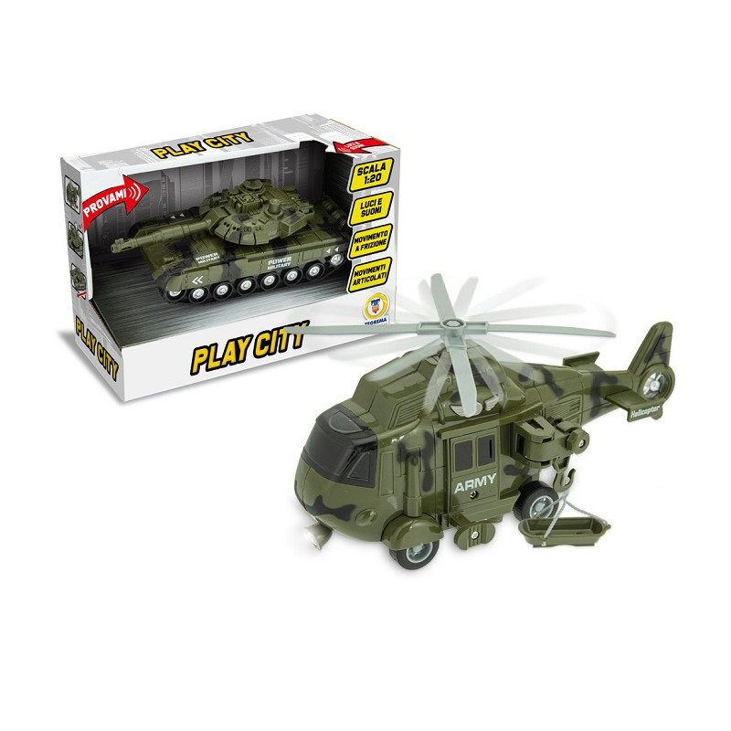 Teorema Play City Elicottero Militare a Frizione luci e suoni